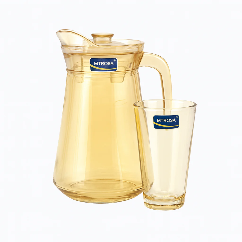 Golden-Tinted 7-Piece Water Set – 1.58 L Jug with 275 ml Glasses (Premium Coloured Glassware) - Image 2