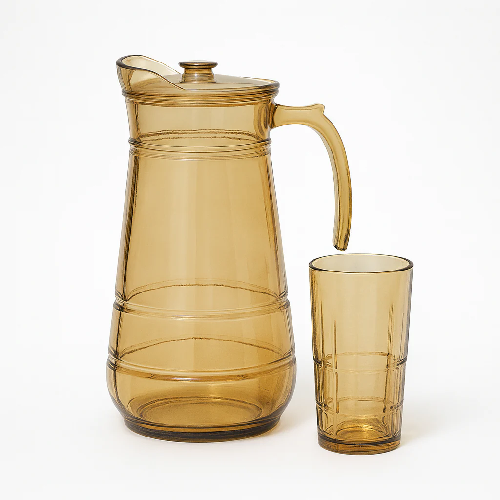 Golden-Tinted 7-Piece Water Set – 1.7 L Jug with 278 ml Glasses (Premium Classic-Pattern Glassware) - Image 2