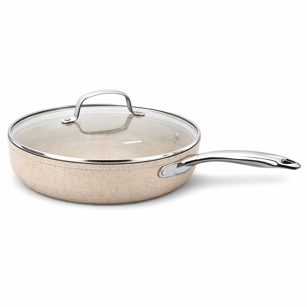 Granita Aluminum Frypan 24 x 4.7 cm / 28 x 5.5 cm with Lid – Granite Nonstick Frying Pan with Glass Lid