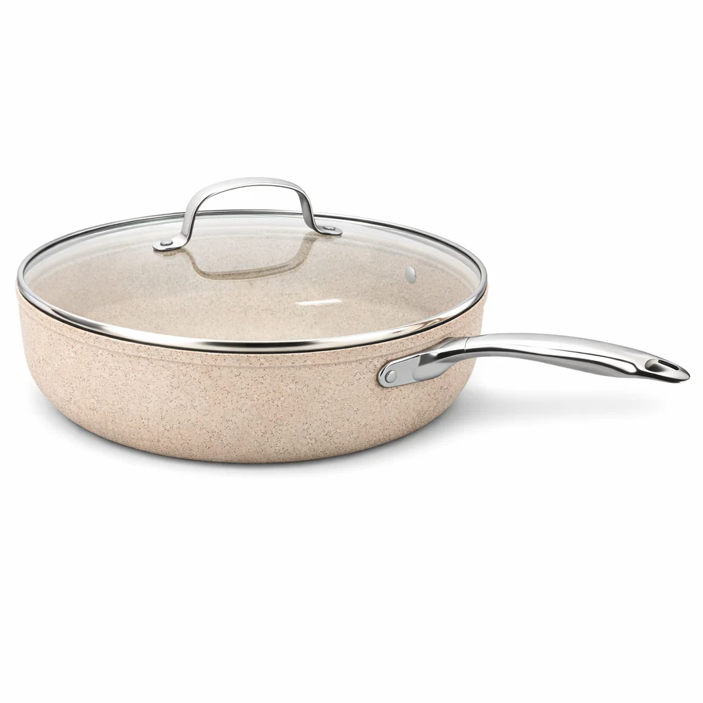 Granita Aluminum Frypan 24 x 4.7 cm / 28 x 5.5 cm with Lid – Granite Nonstick Frying Pan with Glass Lid - Image 2
