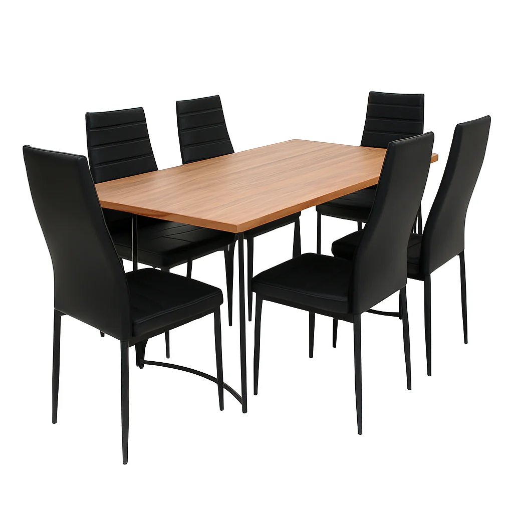 Gravil Dinning Table with 6 Person Ease Chair - Image 2