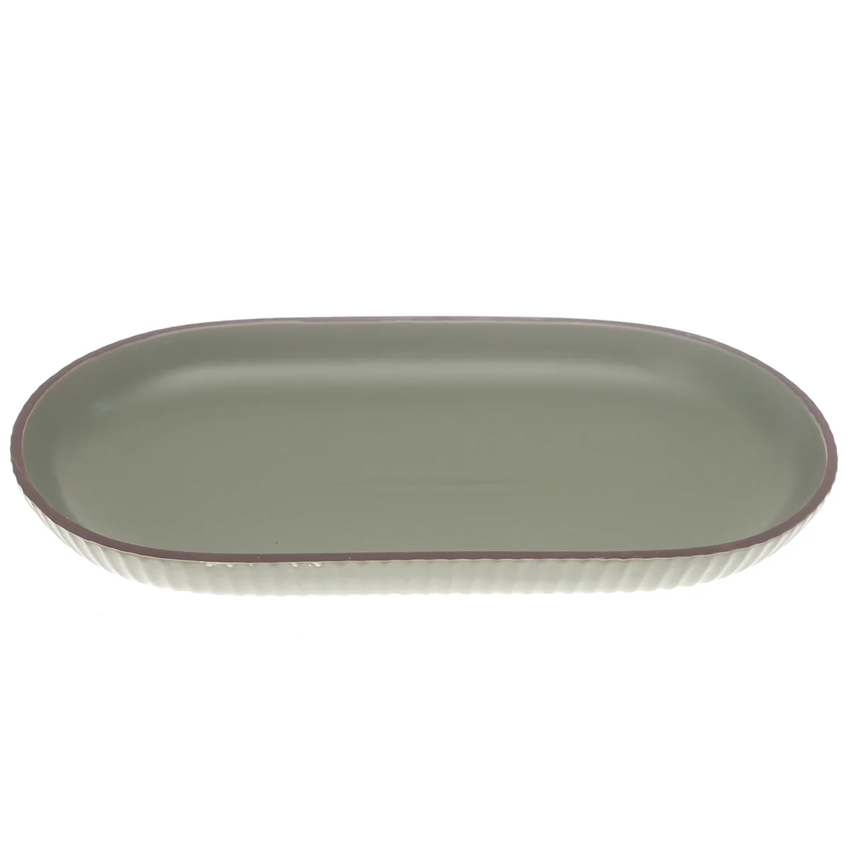 Green Ceramic Platter – Minimal Oval Design | 7 x 12 Inch - Image 2