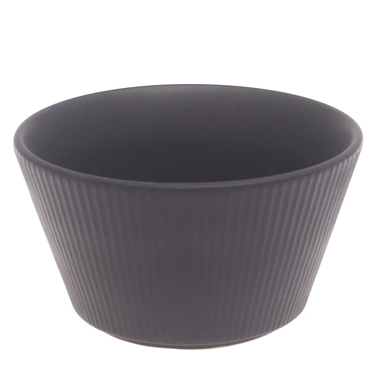 Grey Ceramic Bowl – 5 Inch Modern Ribbed Serving Bowl