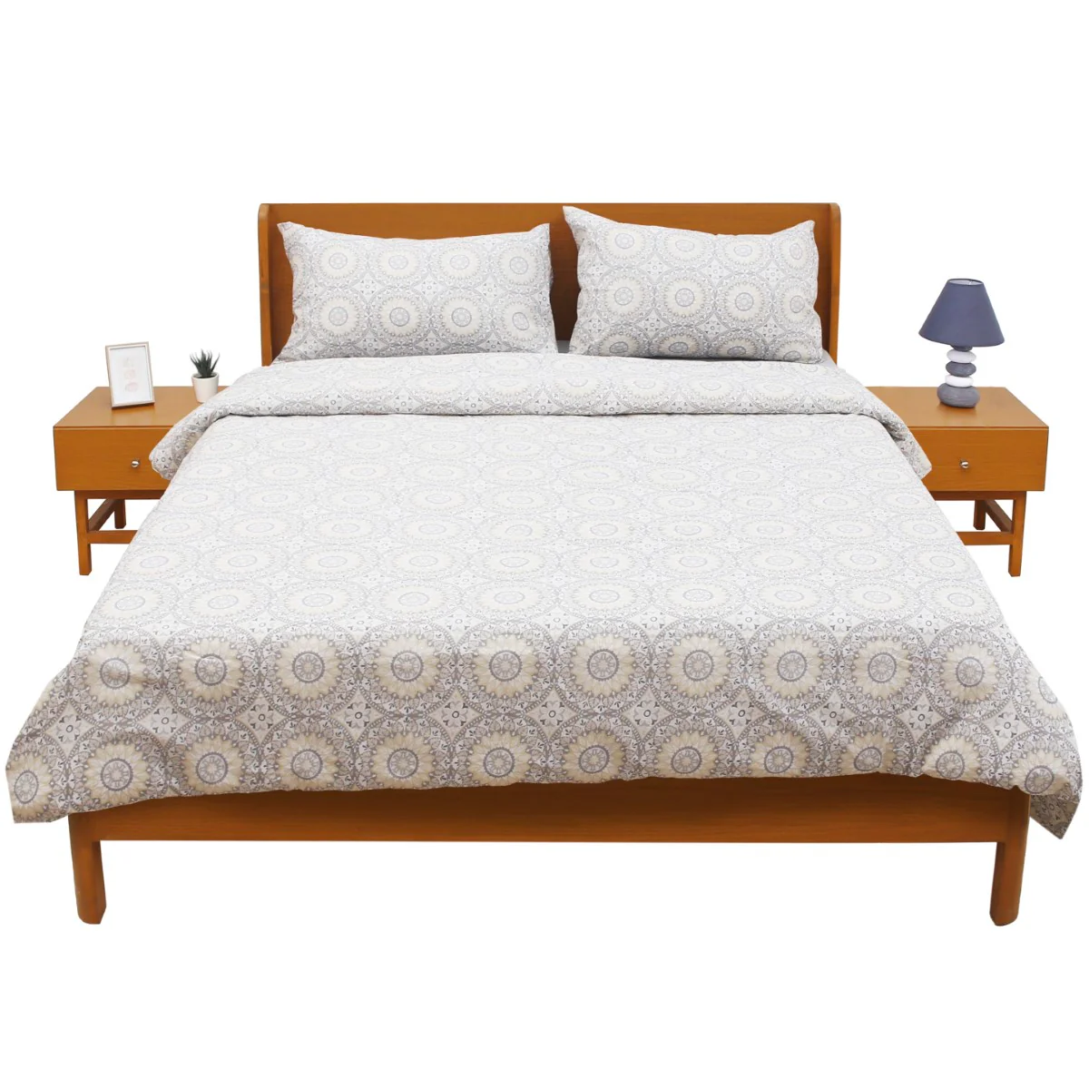 Grey Circles Double Quilt Cover 90x96" – Rotary Printing Percale - Image 2