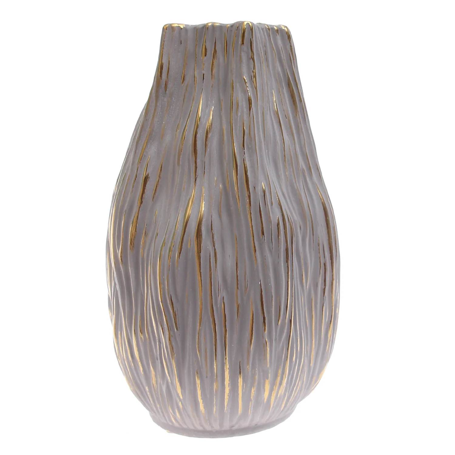 Grey & Gold Textured Ceramic Vase - Image 2