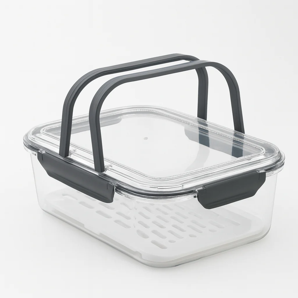 Grey Healthy Kitchen Storage & Preservation Box – Carry-Handle Food Container (Medium, Large)