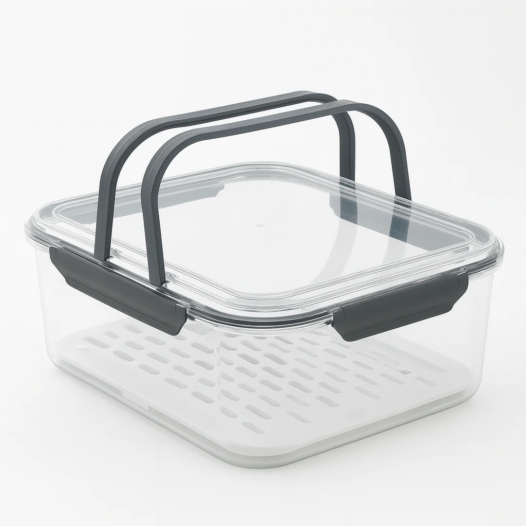 Grey Healthy Kitchen Storage & Preservation Box – Carry-Handle Food Container (Medium, Large) - Image 2