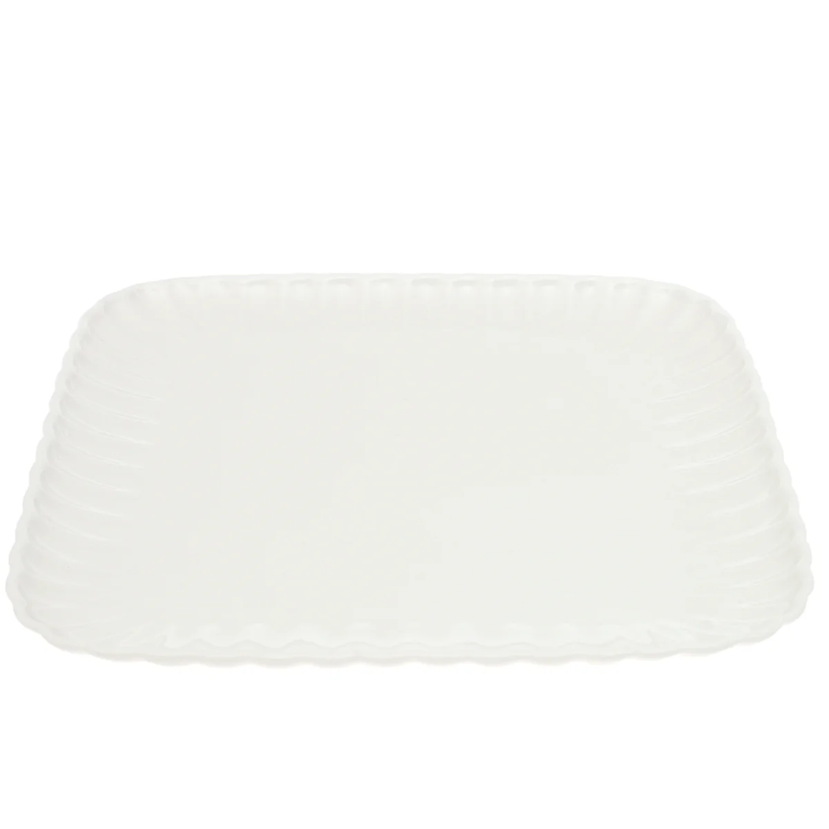 Groove Square Serving Plate 30 cm – Elegant White Ceramic Platter