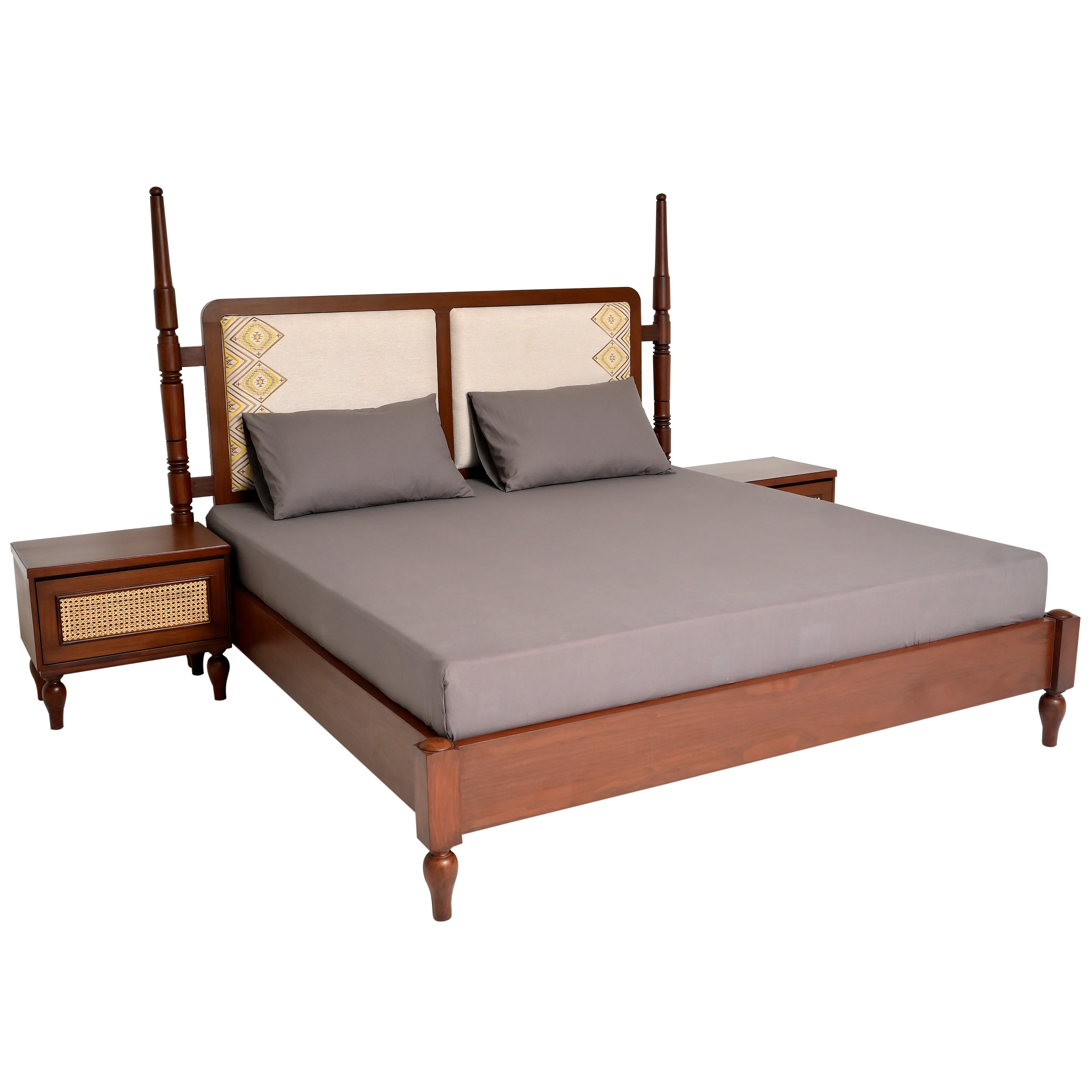 Gul Bahar Luxury Bedroom Set - King Bed + 6-Drawer Dresser + Tv unit - Modern Classic Collection - Image 2