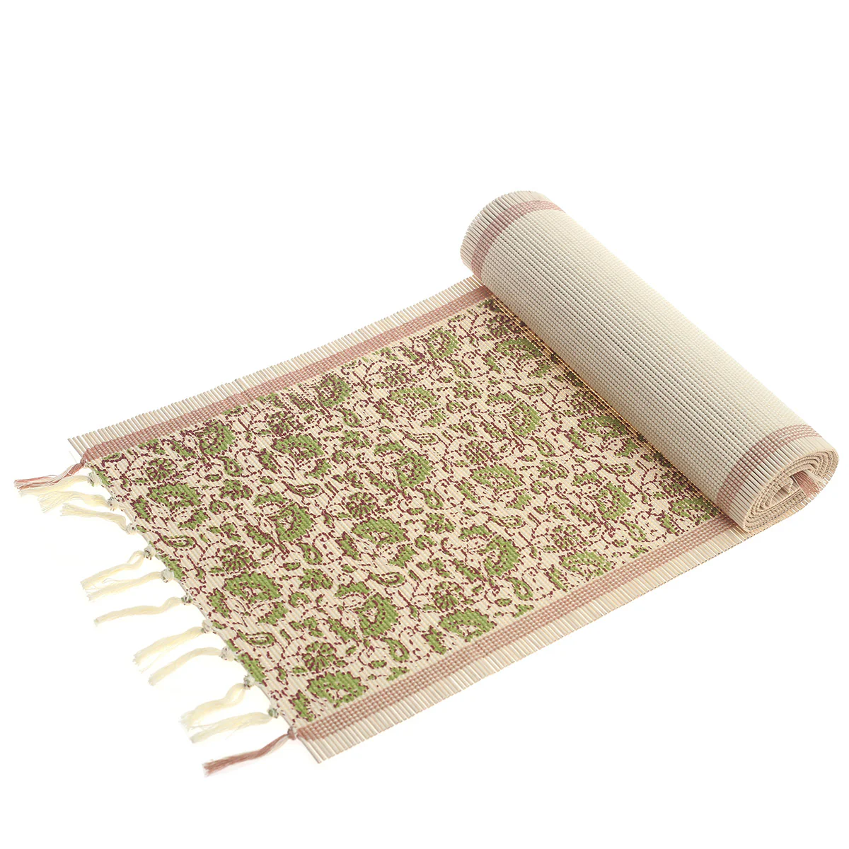 Gul Chhap Bamboo Table Runner 13x45" – Eco-Friendly Floral Print Runner