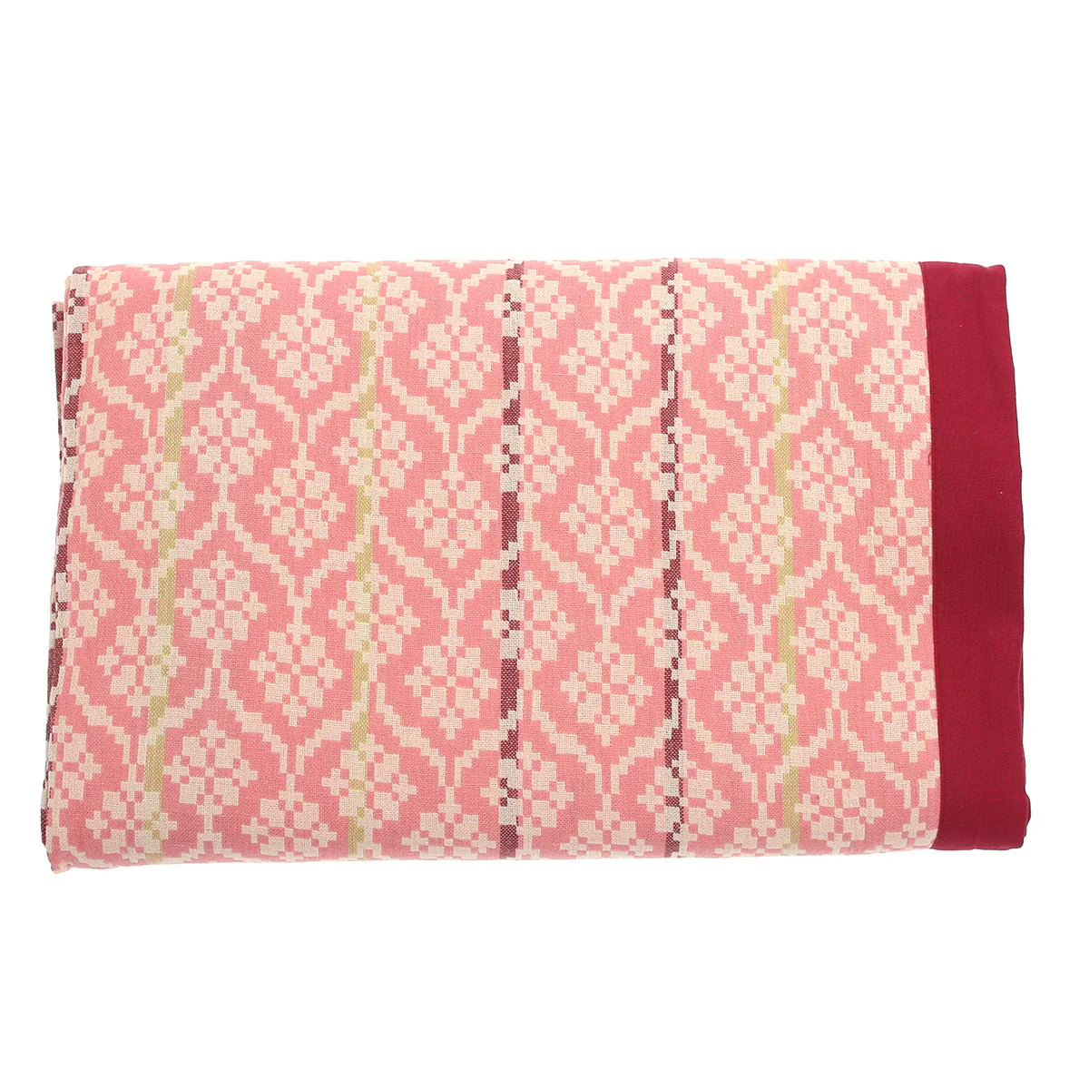 Gul Motif Bed Cover – 94x102 Inches | Traditional Pattern in Soft Pink & Maroon