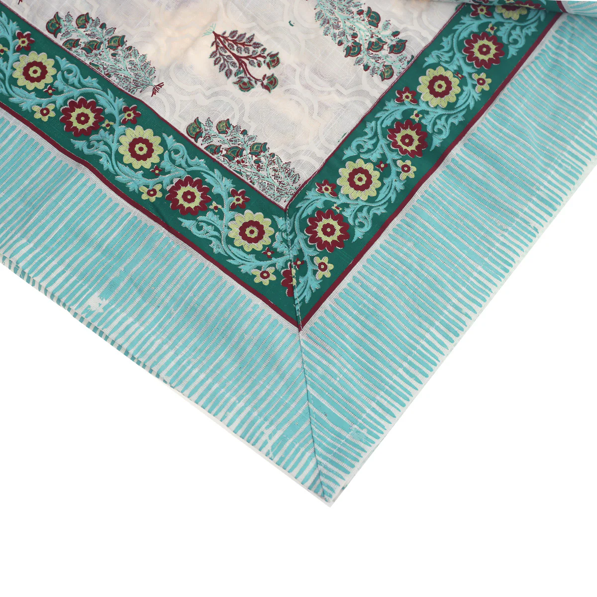 Gulbahar Cotton Table Cover 62x92" – Hand Block Printed Floral Dining Tablecloth - Image 2