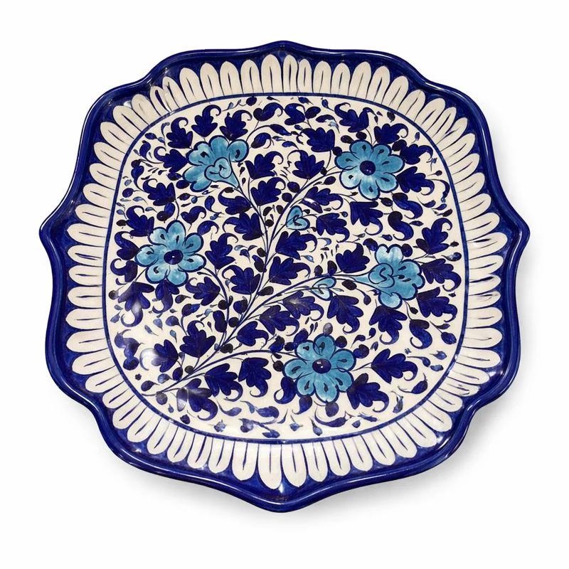 Handcrafted Blue Pottery Dish – Medium Size - Image 2