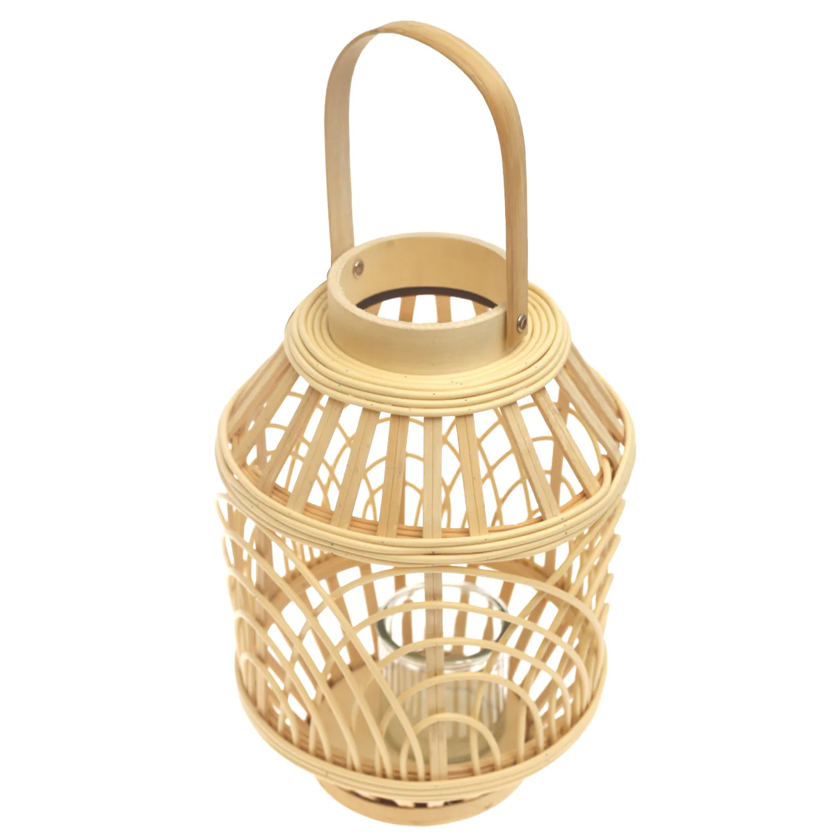 Handcrafted Hanging Lantern – Medium Natural Bamboo Design - Image 2