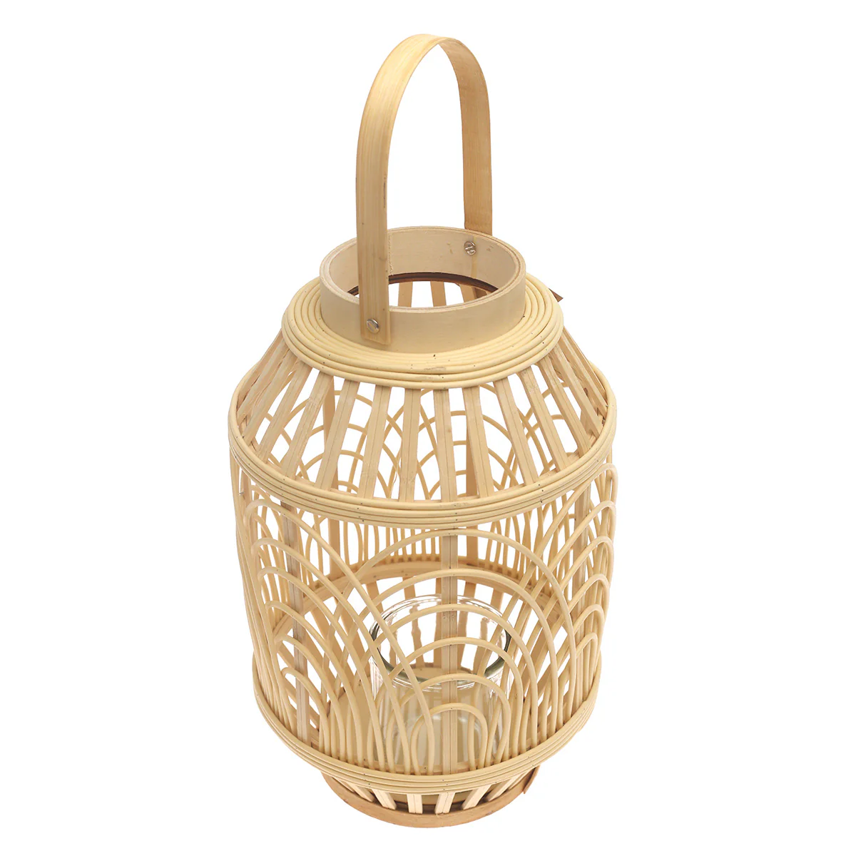 Handcrafted Hanging Lantern – Medium Natural Bamboo Design - Image 2