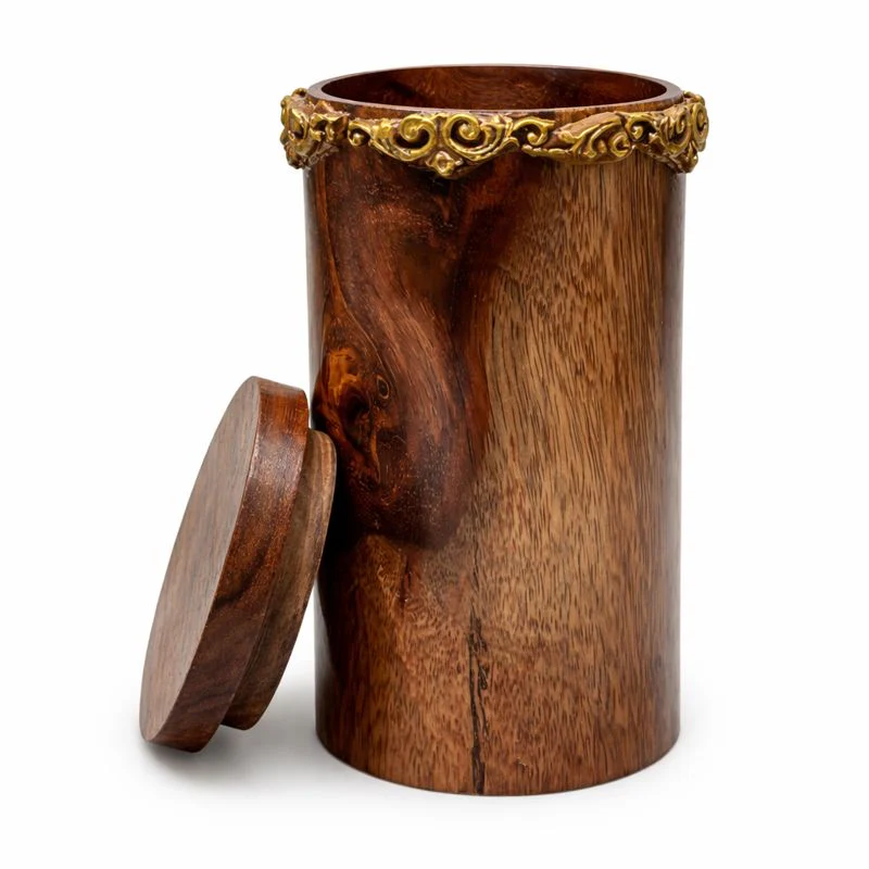 Handcrafted Wooden Storage Jar – 4 Inch Depth, 3.5 Inch Diameter | Decorative Wood Container - Image 2