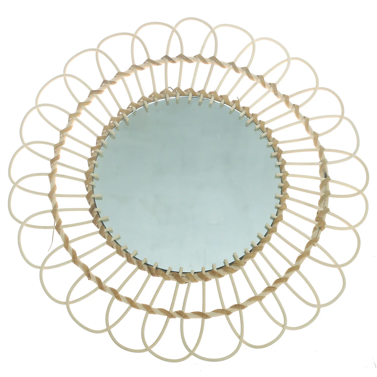 Handwoven Natural Mirror – Decorative Bamboo Loop Frame Wall Mirror