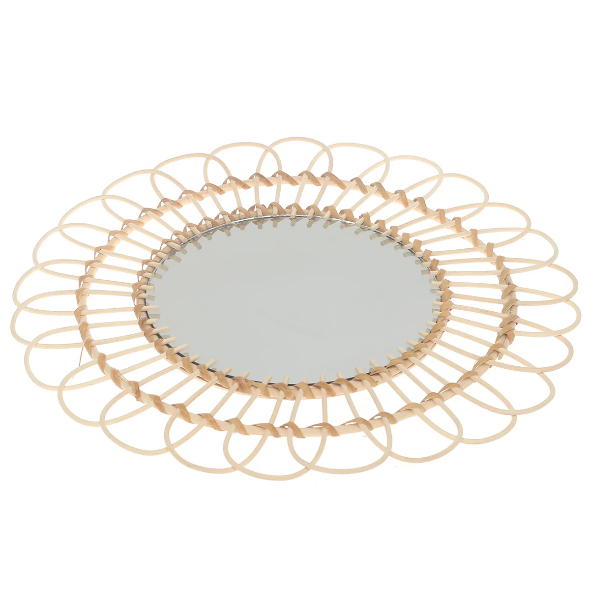 Handwoven Natural Mirror – Decorative Bamboo Loop Frame Wall Mirror - Image 2