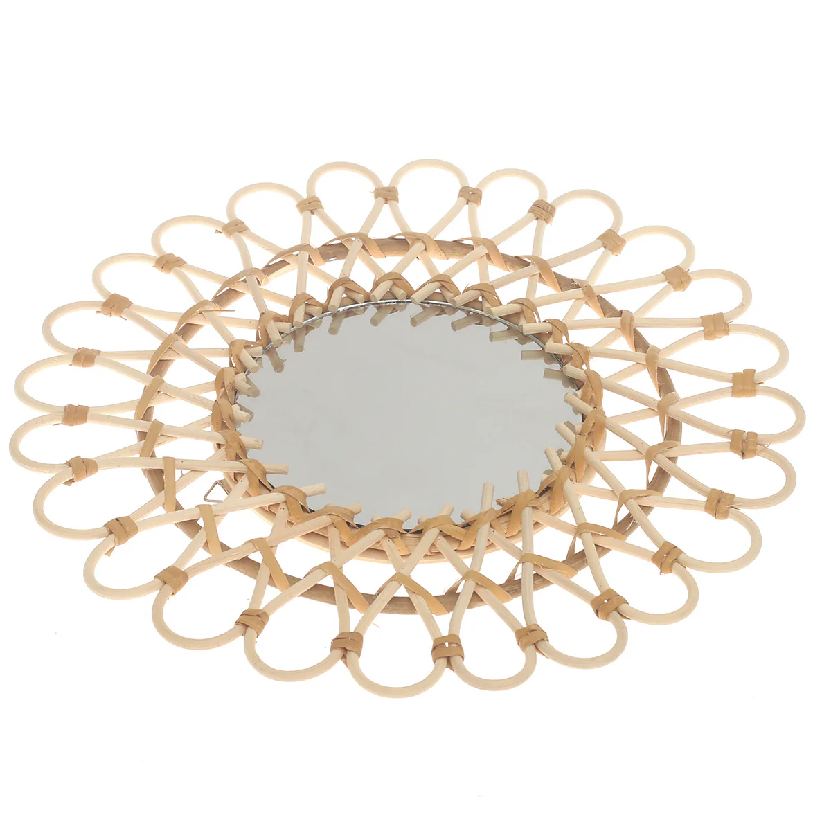 Handwoven Natural Mirror – Decorative Bamboo Loop Frame Wall Mirror - Image 2