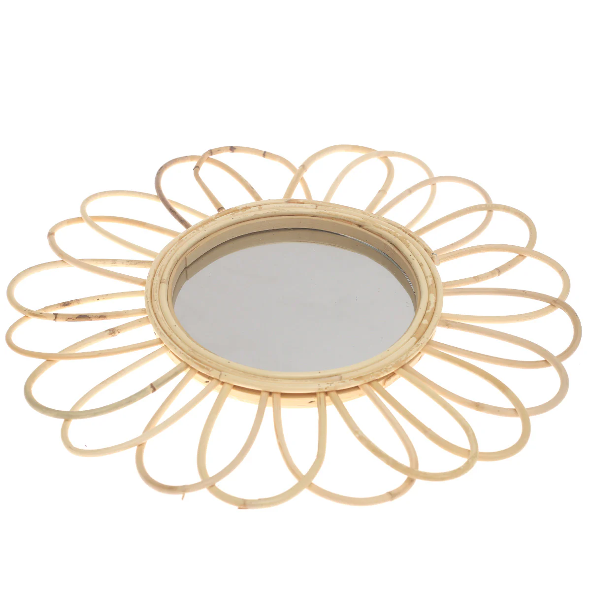 Handwoven Natural Mirror – Sunburst Bamboo Frame Wall Mirror - Image 2