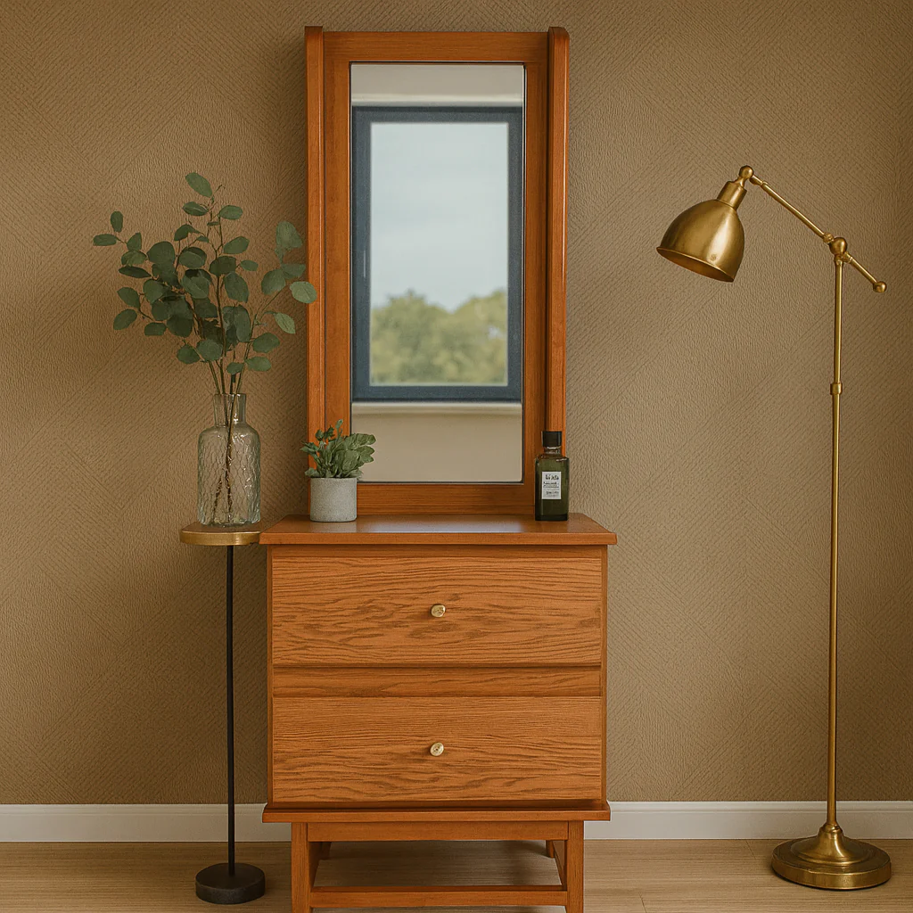 Harry N Dresser – Modern Wooden Vanity with Mirror & Storage Drawers