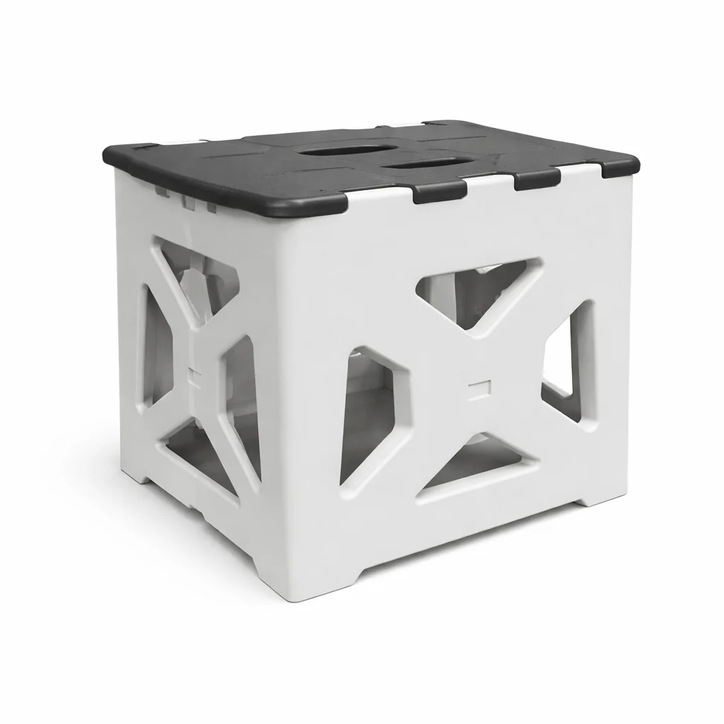 Heavy-Duty Folding Stool – Large Portable Plastic Step Stool with Non-Slip Top for Home & Outdoor Use - Image 2