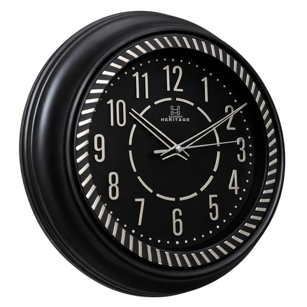 Heritage Vintage Wall Clock 15" – Classic Black Frame Plastic Wall Clock