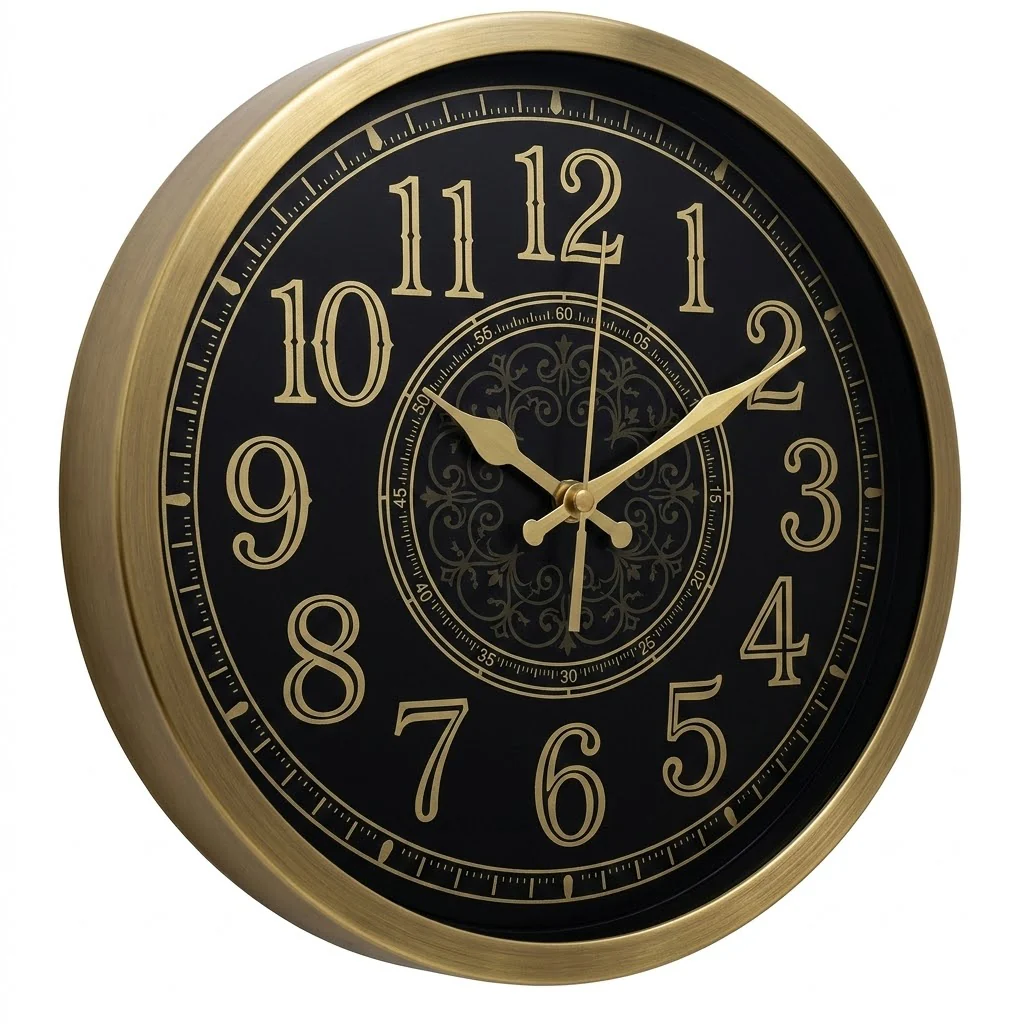 HERITAGE Wall Clock Momentum 15" – Black & Gold Classic Edition