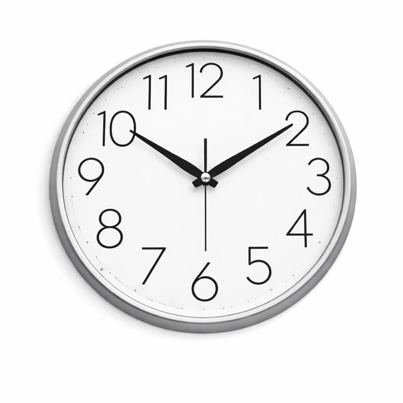 HERITAGE Wall Clock – Squat Big | 15.25 Inch (Silver Plastic Frame)