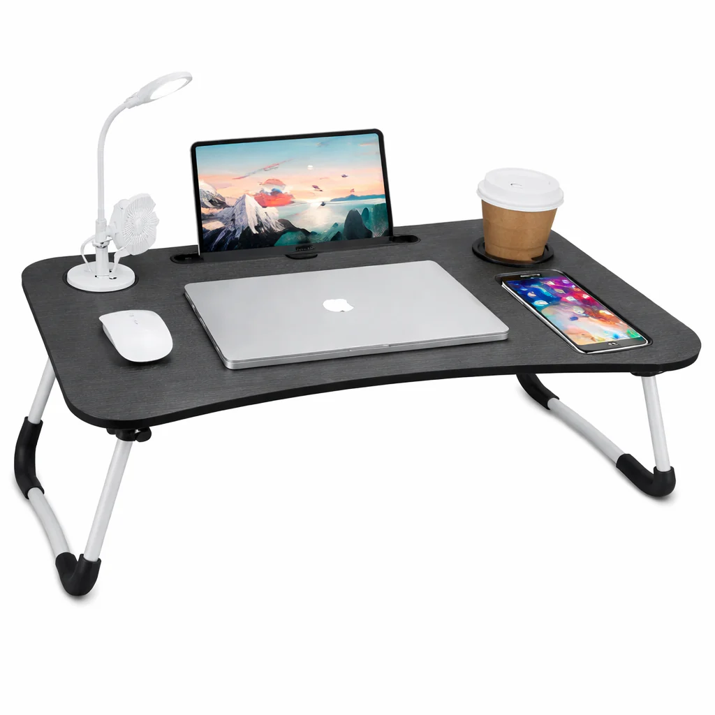 Imperial Dynamic Laptop Table – Foldable Bed Desk with USB Port, Cooling Fan & Light - Image 2