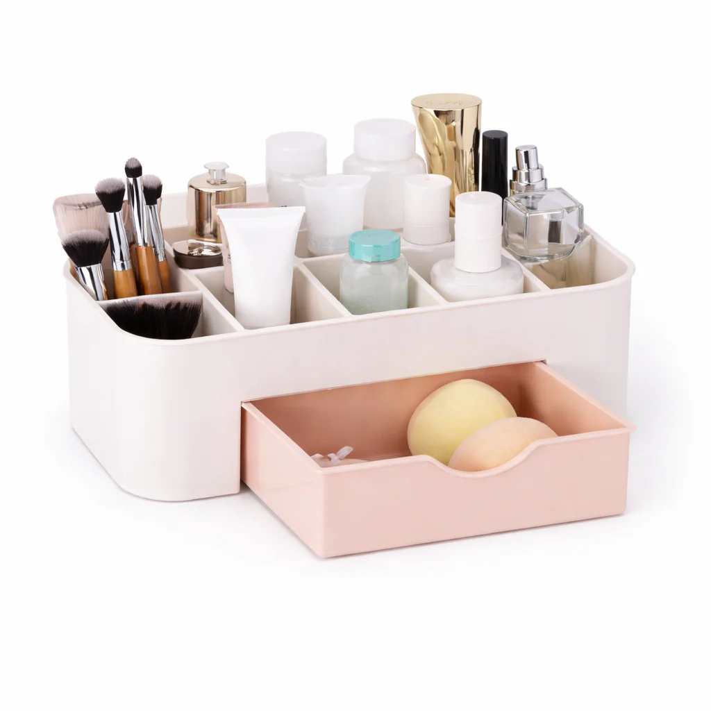 Imperial Necessities Organizer – Multi-Compartment Cosmetic & Vanity Storage Box with Drawer - Image 2