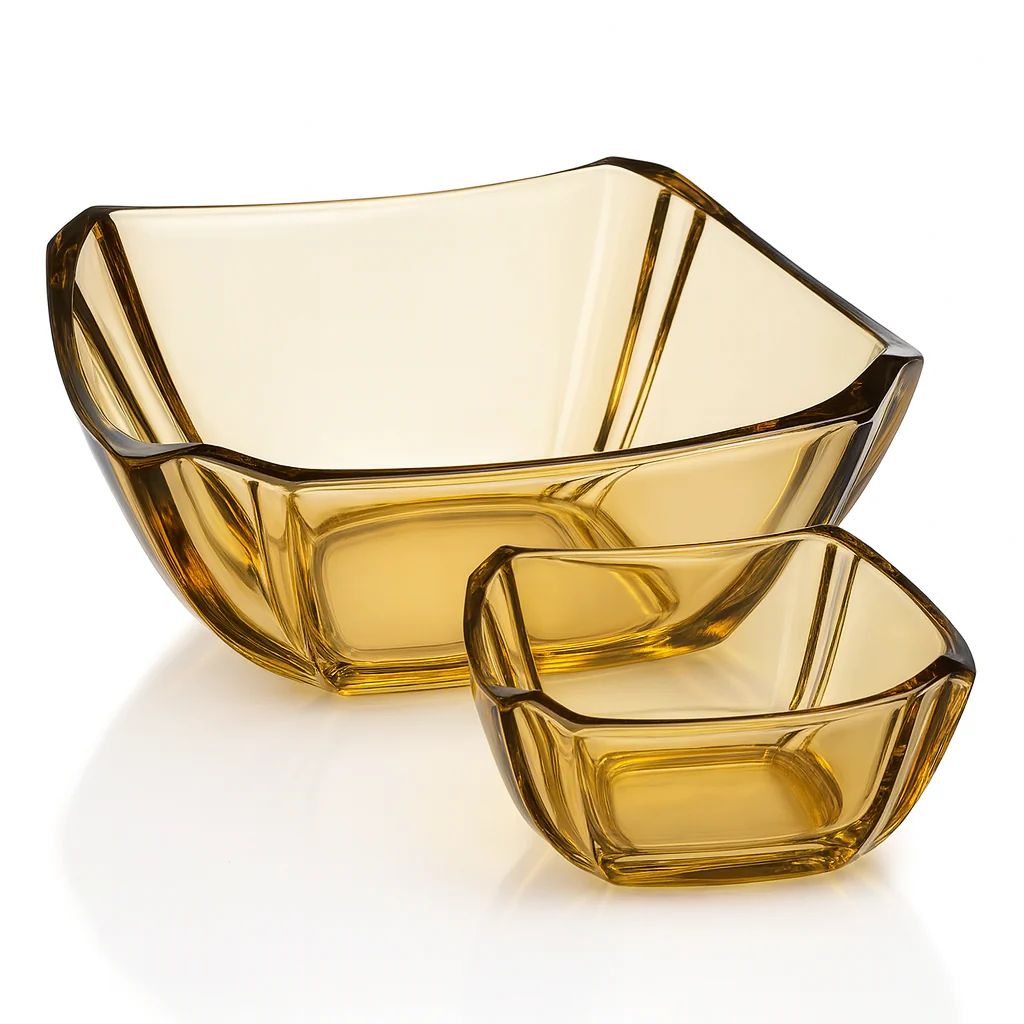Iridescent Square-Cut 7-Piece Fruit Bowl Set – Silver, Gold & Black Colour Options (200/105 mml) - Image 2