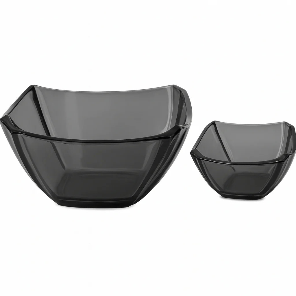 Iridescent Square-Cut 7-Piece Fruit Bowl Set – Silver, Gold & Black Colour Options (200/105 mml) - Image 4