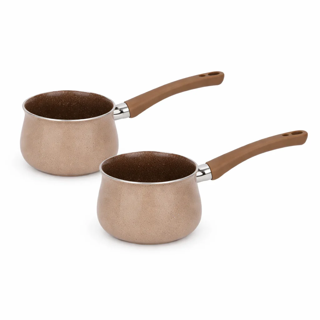 Iron Sauce Pan with Wood Handle – Non-Stick Finish (10 cm / 12 cm) - Image 2
