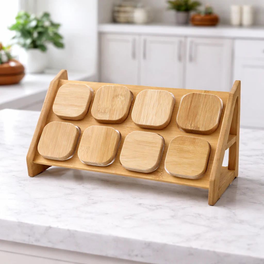 Jar Set 8PCS Wooden Sleeping – Horizontal Storage Organizer with Lids