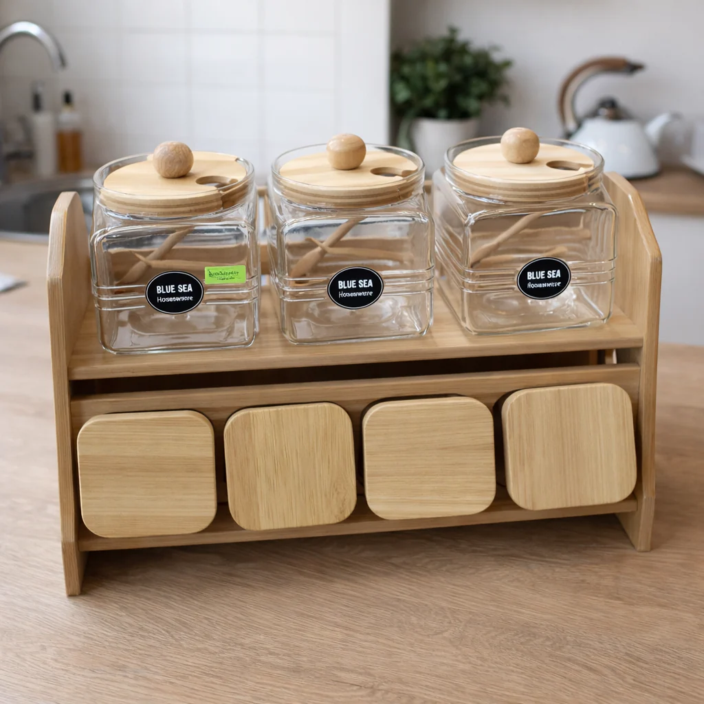 Jar Set Wooden – Multi-Storage Organizer with Lids