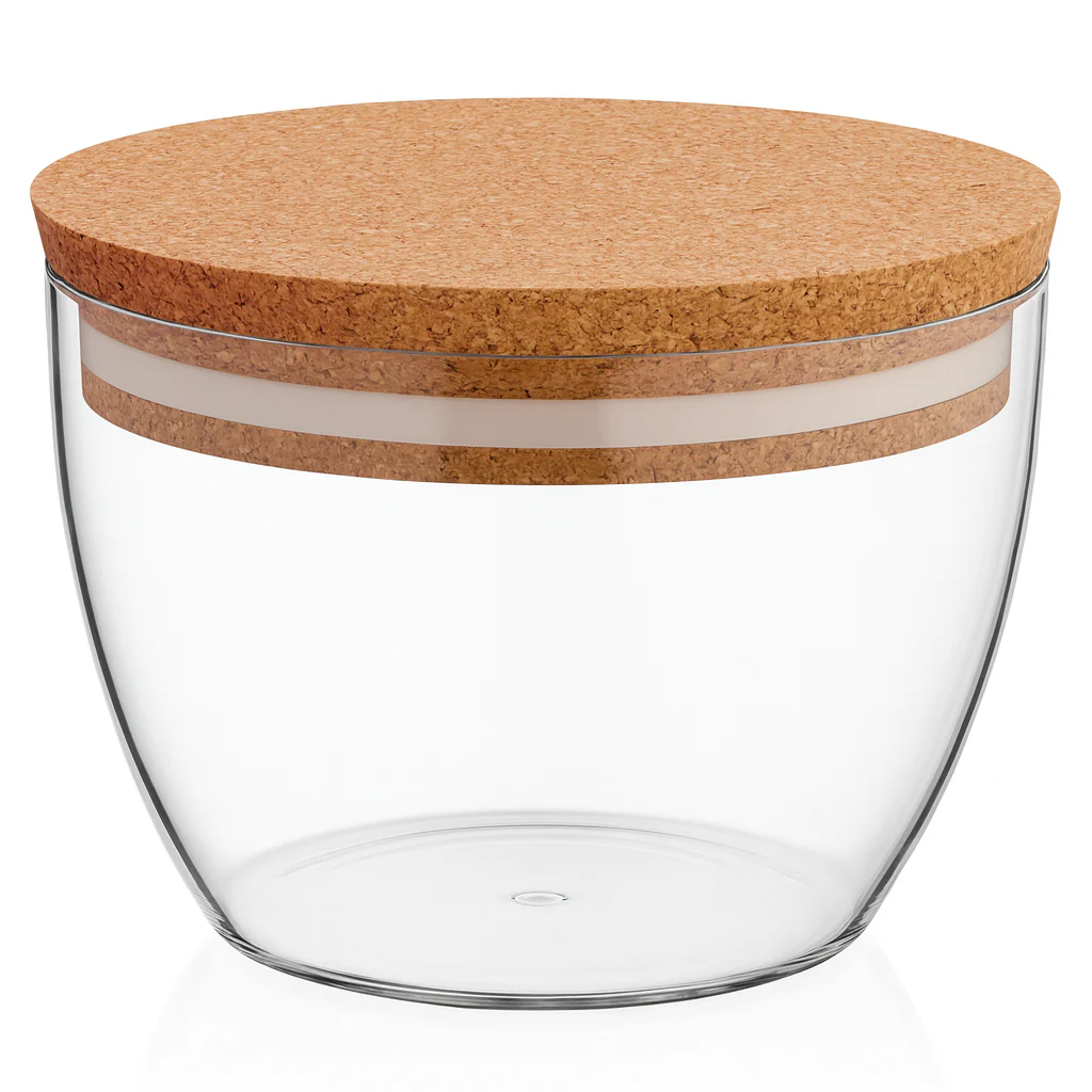 Jasmine Snack Bowl – Clear Serving Bowl with Natural Cork Lid - Image 2