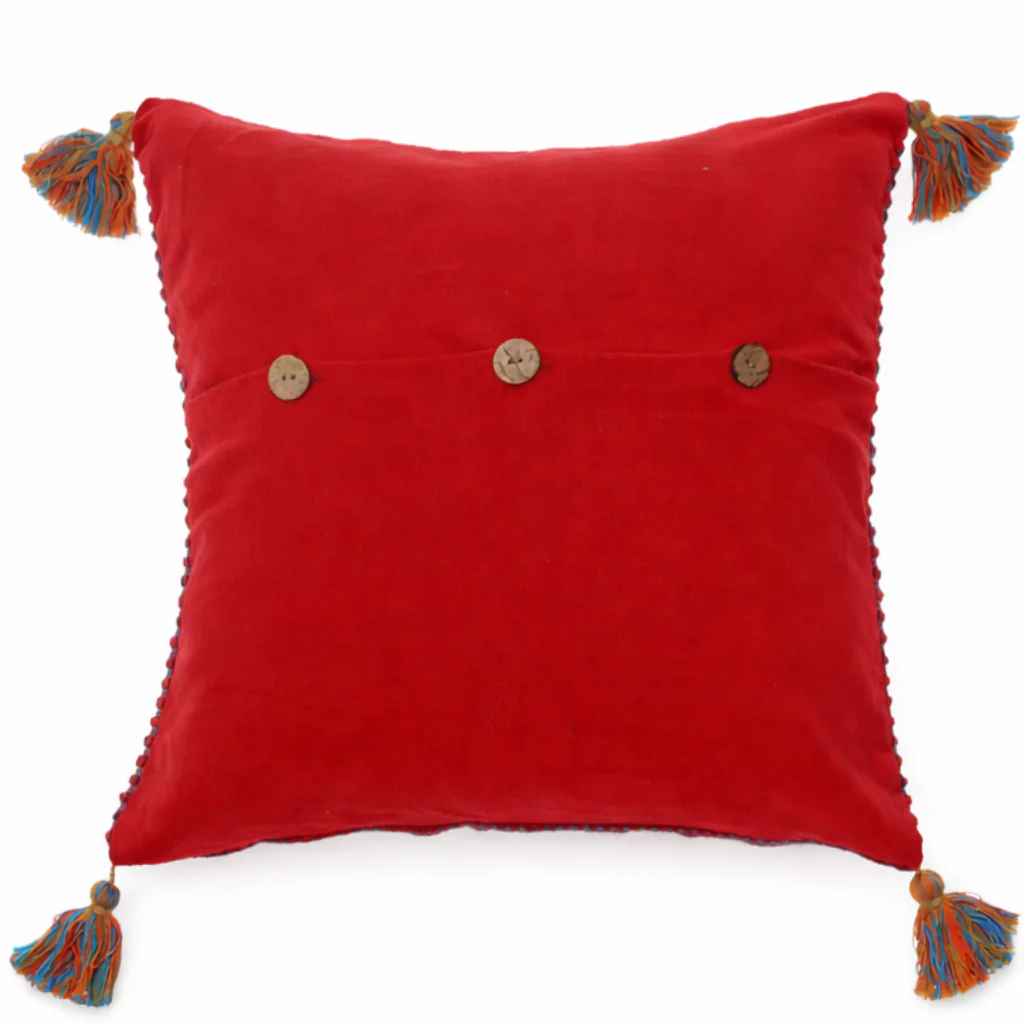 Jute Textures Cushion Cover 18x18" – Rustic Striped Tassel Decorative Pillow - Image 3