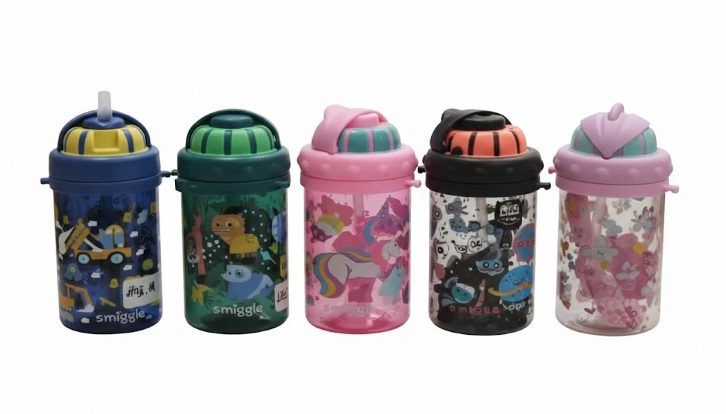Kids Smiggle Plastic Bottle – Fun Cartoon Sipper Bottle (Assorted Designs)