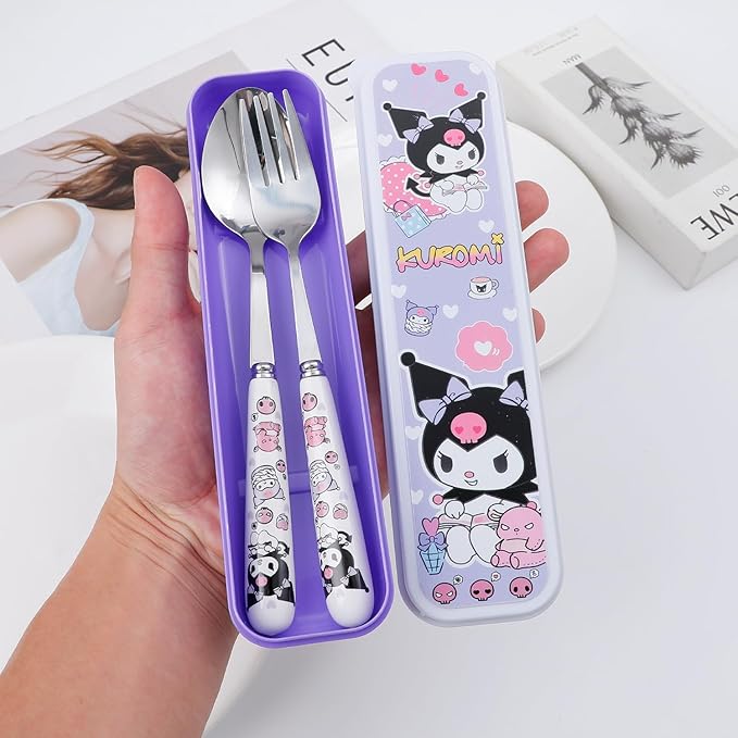 Kids Travelling Spoon Set Assorted – Cartoon Portable Cutlery Box with Spoon & Chopsticks for School and Travel