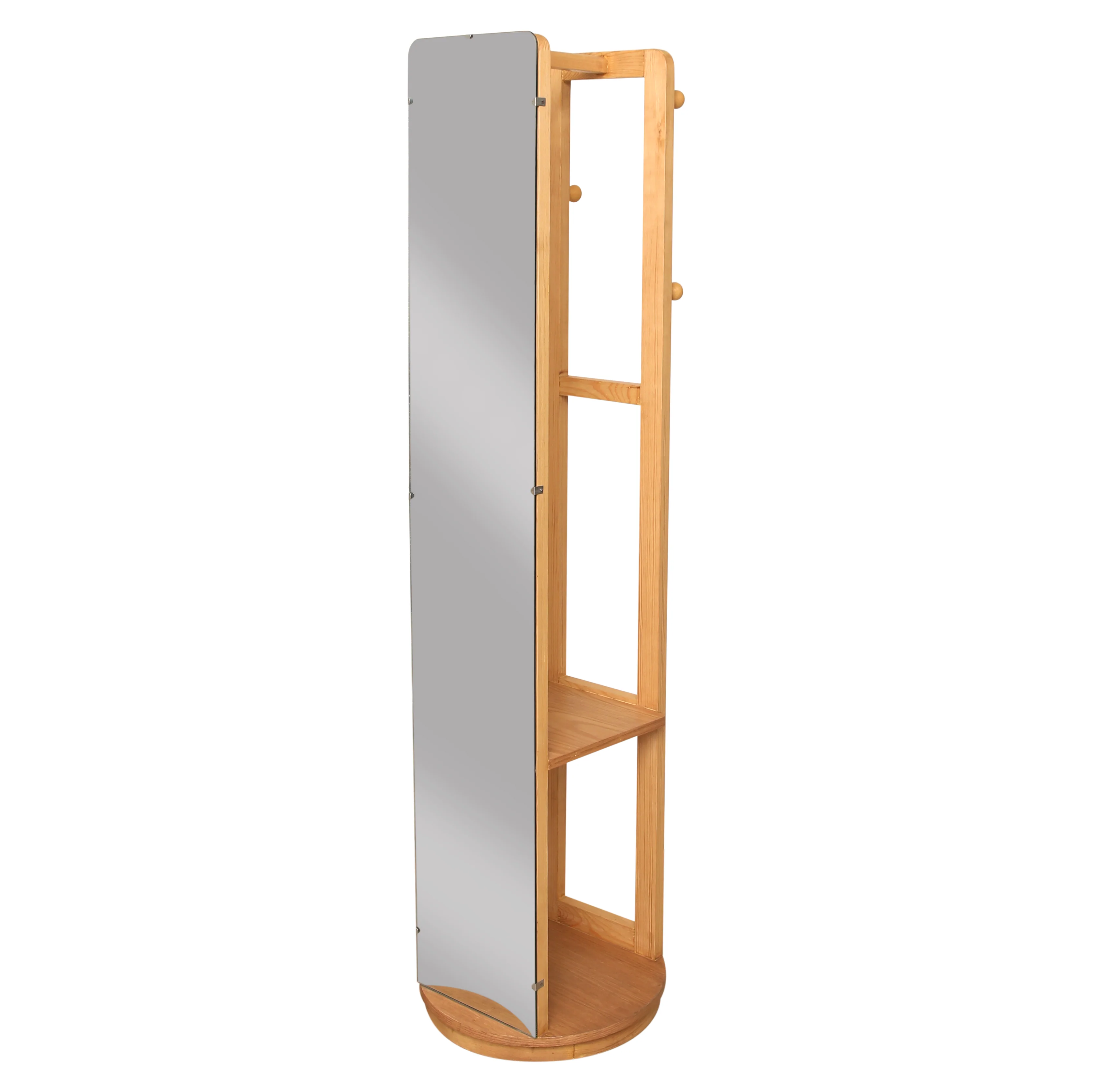 Kyoto Rotating Wall Mirror with Wooden Storage Shelves – Multi-Functional Organizer - Image 2