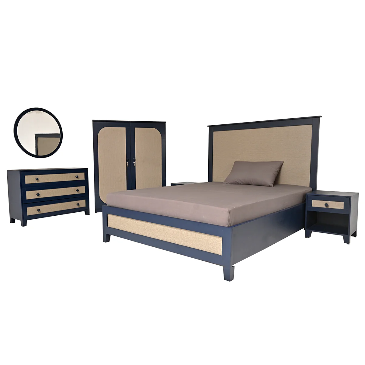 Lancaster Bedroom Set – Bed, Dresser & Wardrobe – Elegant Dual-Tone Finish - Image 2