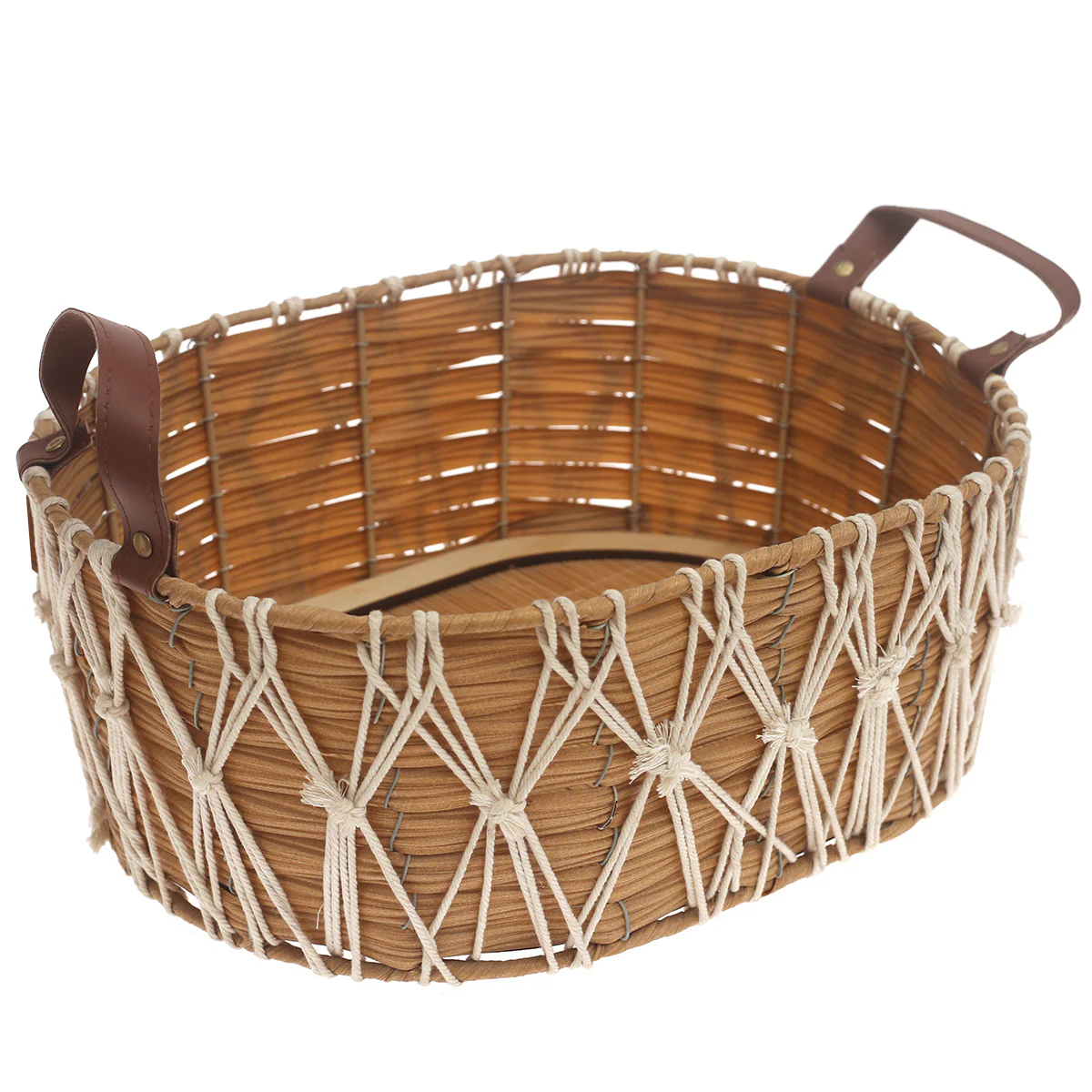 Large Natural Storage Basket with Rope Detailing & Handles – Handwoven Decorative Organizer - Image 2
