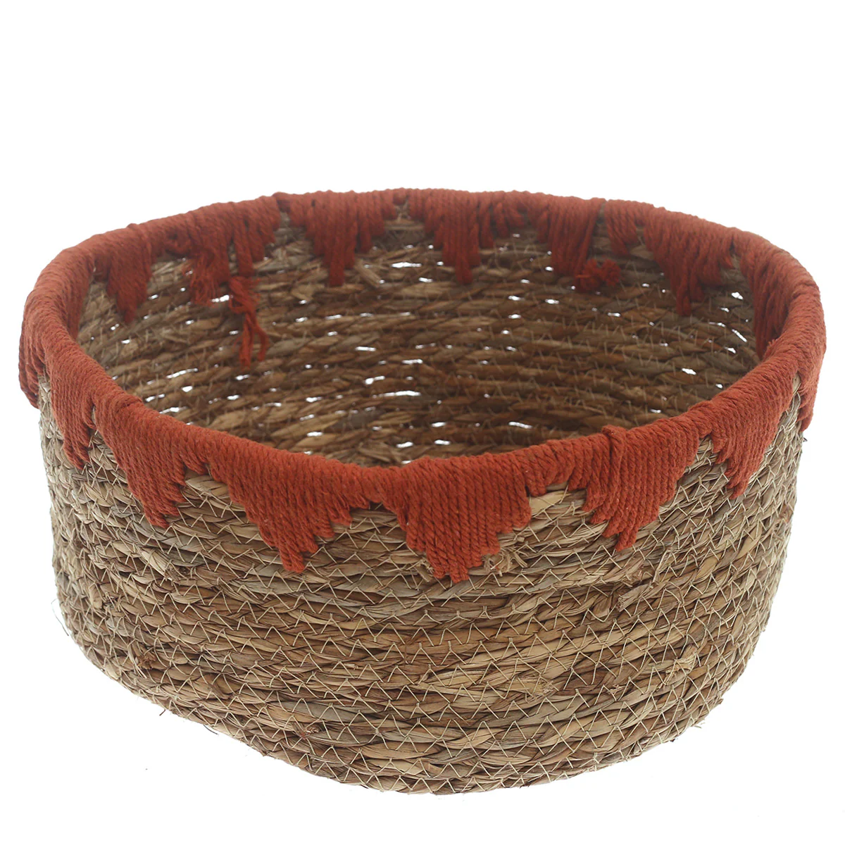 Large Rust Handwoven Storage Basket – Natural Fiber Organizer with Rustic Accent - Image 2
