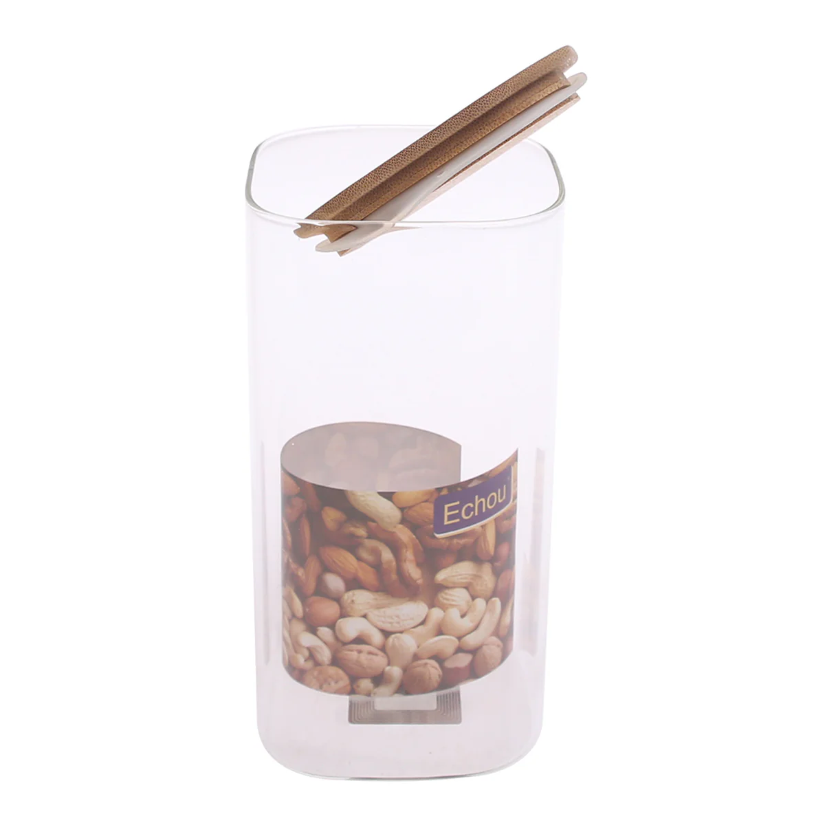 Large Square Glass Storage Jar with Wooden Lid – 1580 ml (GPG16-1580) - Image 2