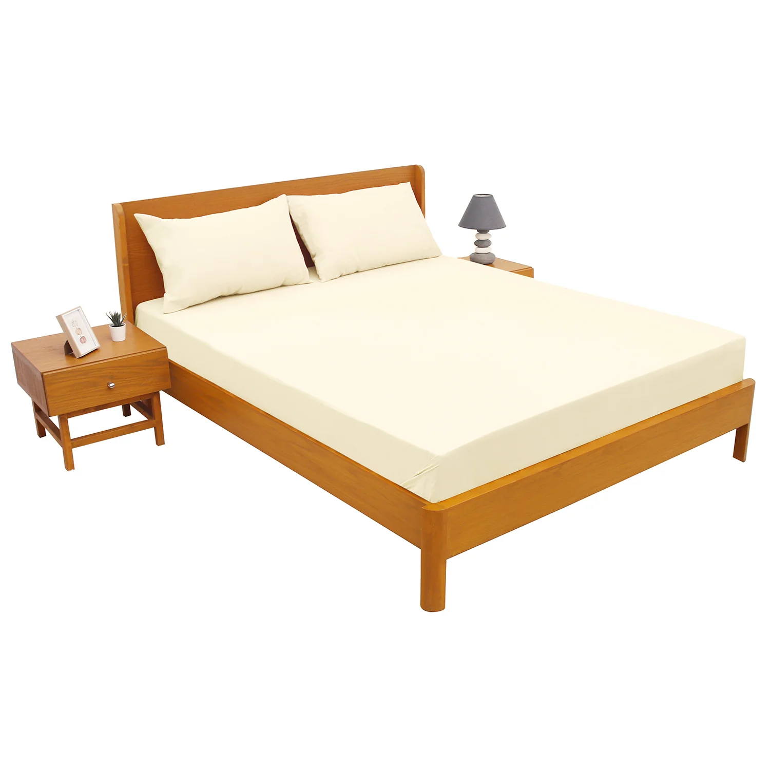 Light Beige Satin Double Bed Sheet – 96x102" - Image 2