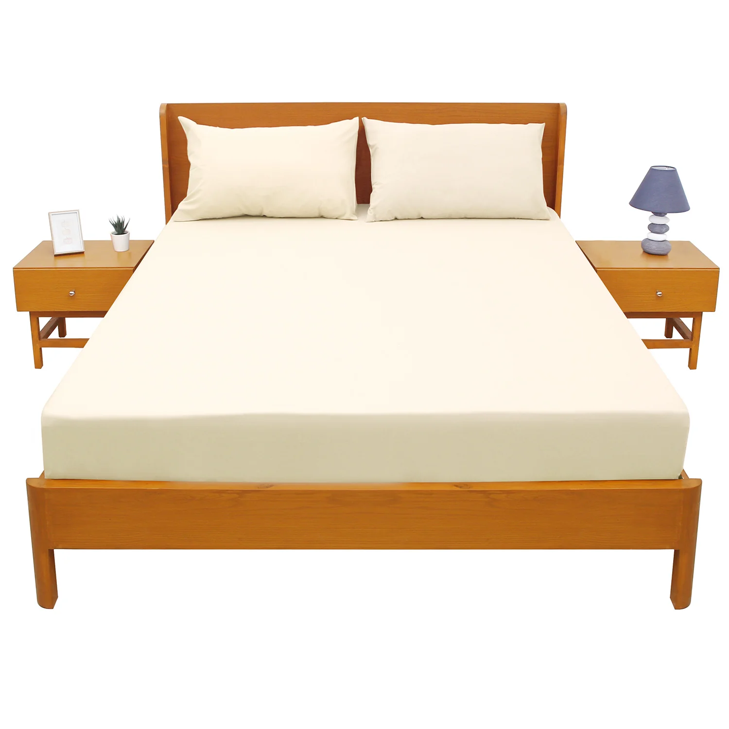 Light Beige Satin Double Bed Sheet – 96x102" - Image 3