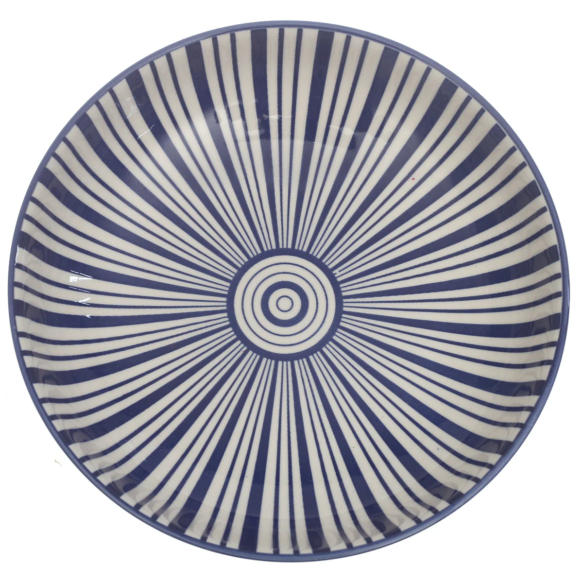 Light Blue Radial Stripe Deep Plate 8 Inch – Elegant Ceramic Serving Plate - Image 2