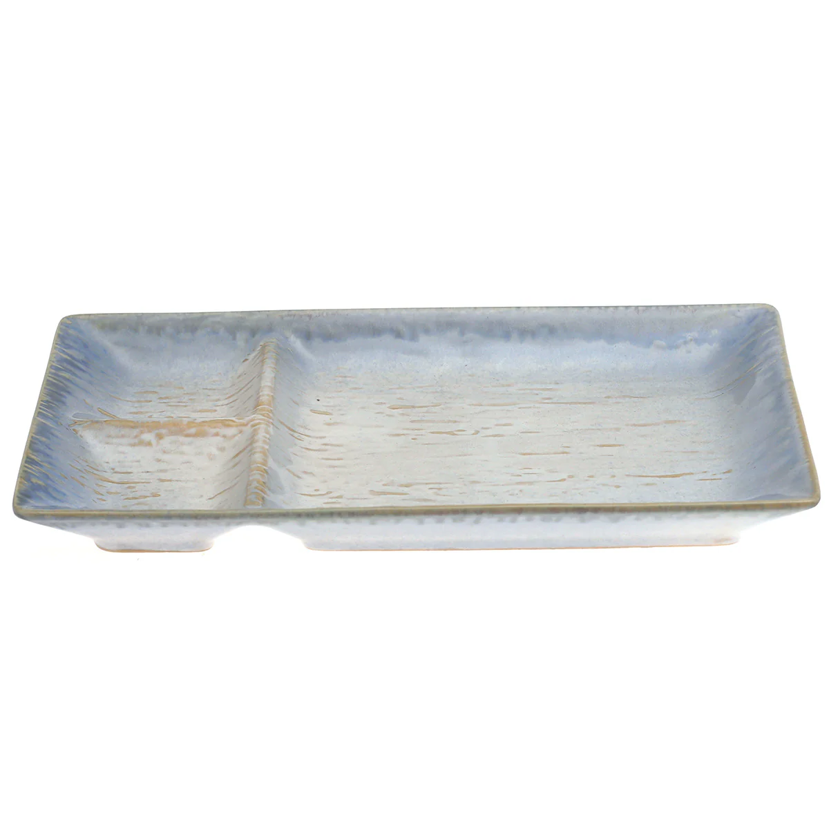 Light Blue Rectangular Divided Serving Platter – 4.5 x 10 Inch - Image 2