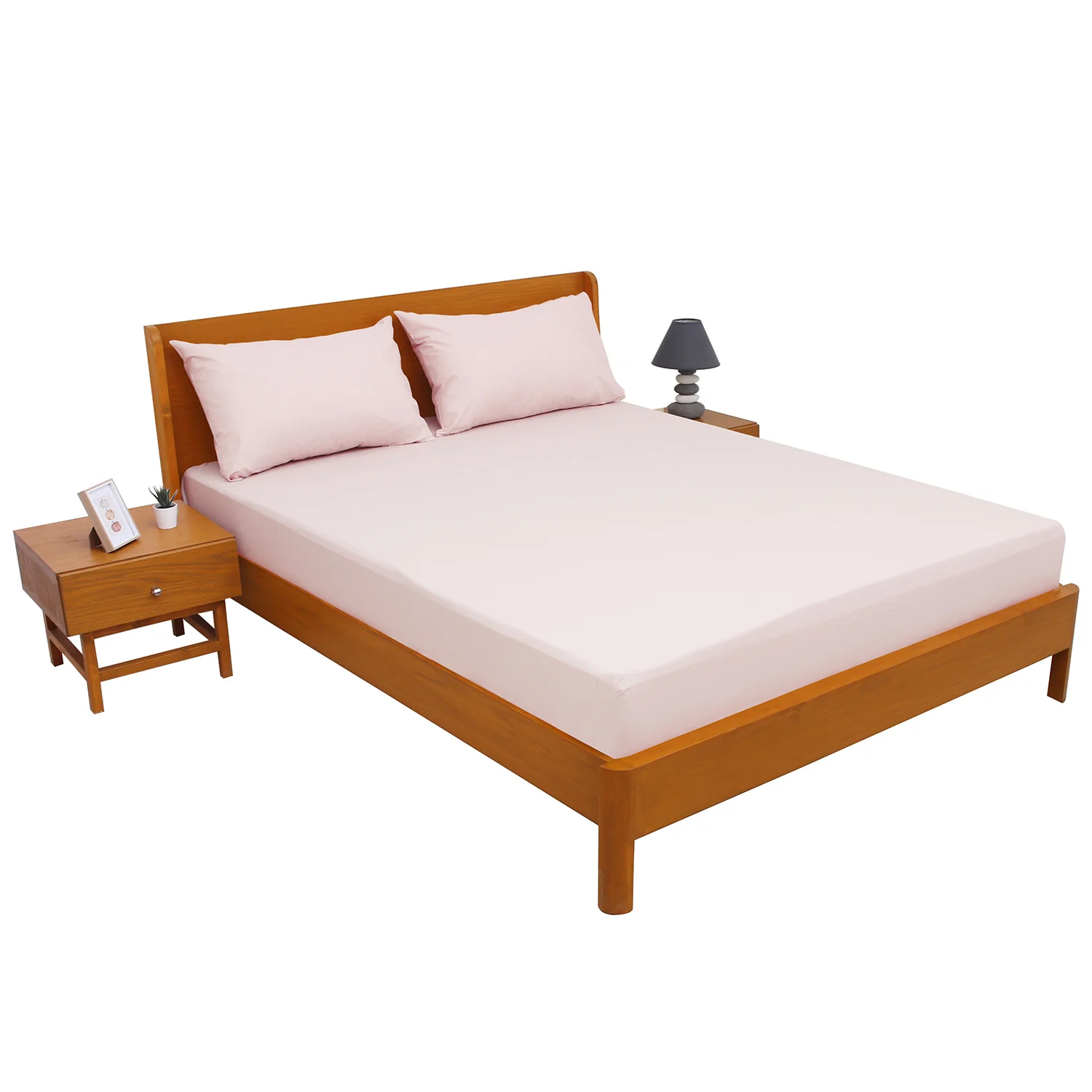 Light Pink Solid Dyed Double Bed Sheet – 96x102" - Image 3
